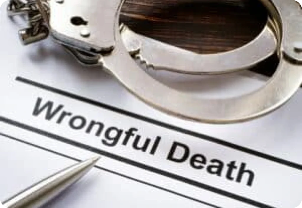 Handcuffs and a "Wrongful Death" document.