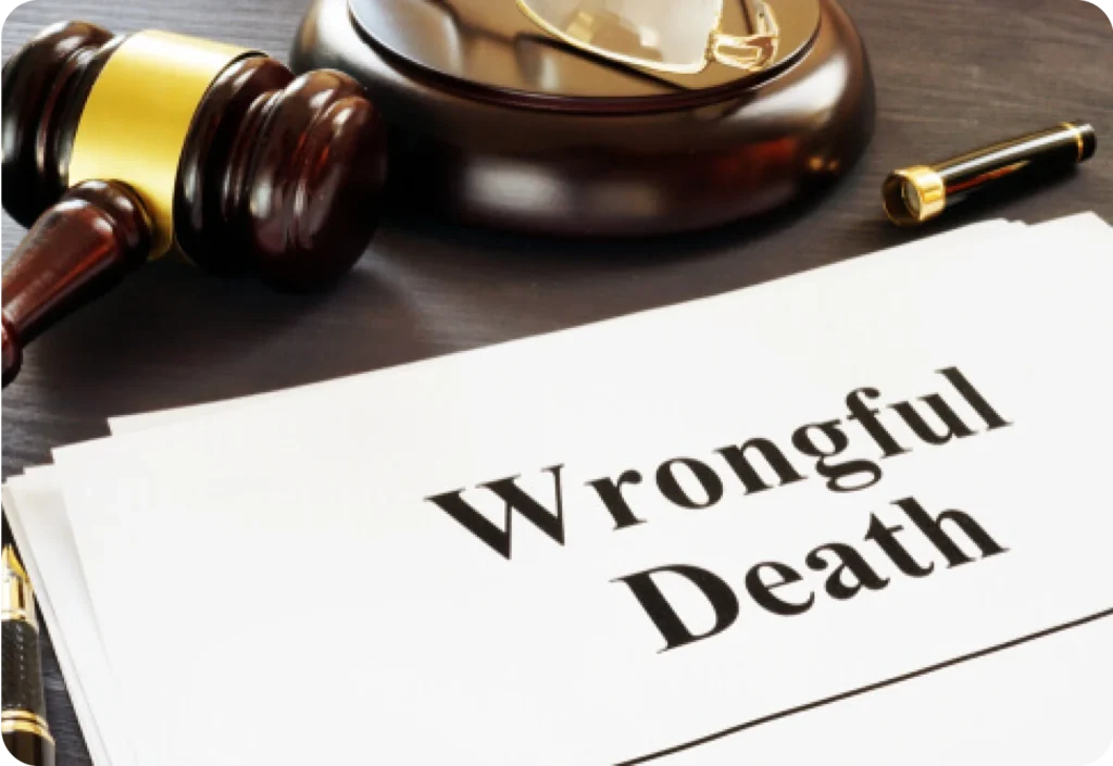 Gavel and document with "Wrongful Death" text.