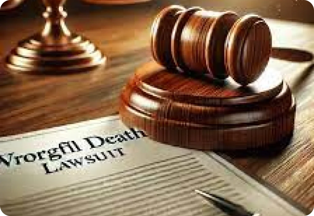 Gavel and document with "Wrongful Death Lawsuit" text.