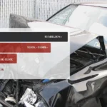 Settlement ranges for different car accident injury levels shown over a crashed vehicle background.