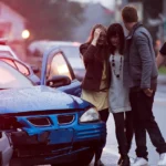 Hit and run accident scene investigated by police