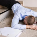 Man fallen down stairs after slip and fall accident